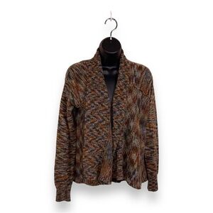 MEDIUM SONOMA BEIGE PRINT KNIT SWEATER LONG SLEEVE OPEN FRONT